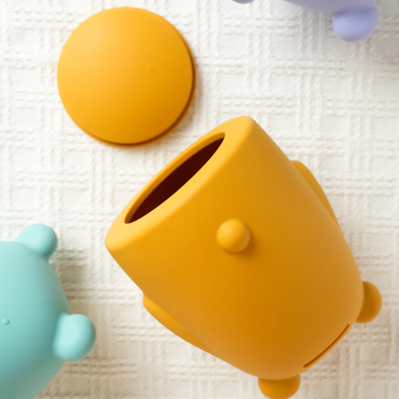 1PCS Baby Silicone Piggy Bank Unbreakable Money Bank Cute Bear Shape Baby Toys Solid Color Baby Items Girls and Boys Coin Bank - Image 3