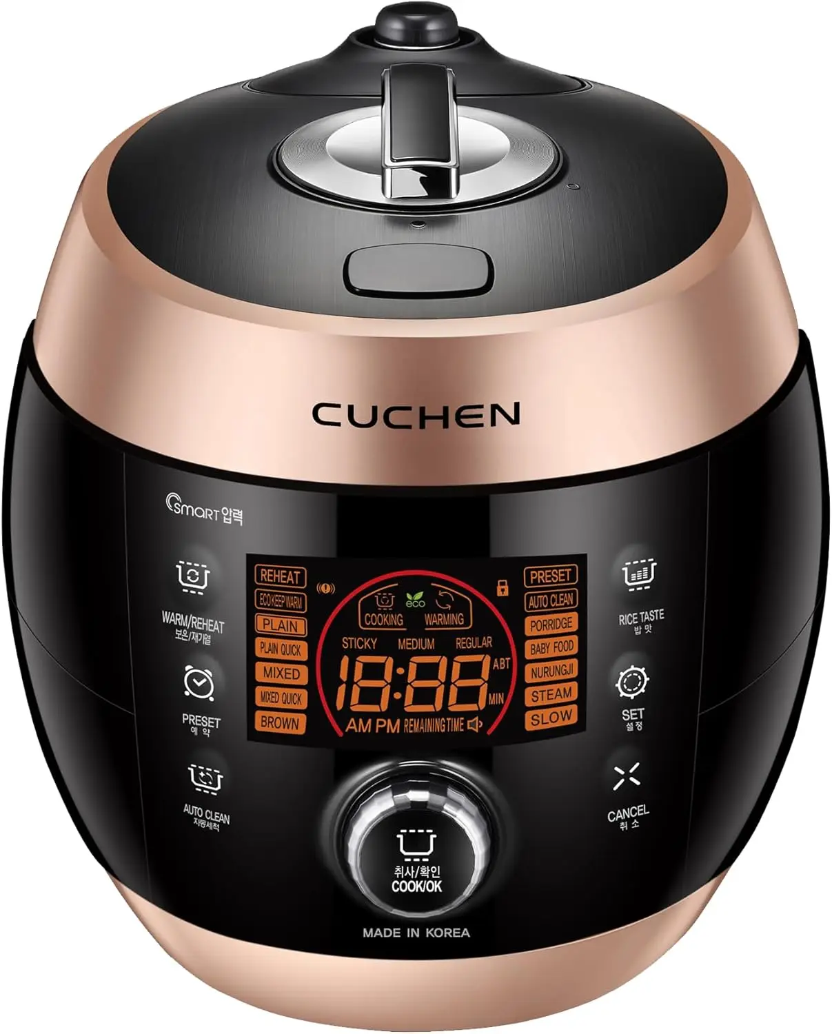 Rice Cooker 6 Cup (Uncooked) Smart Jog Dial Auto Steam Clean Voice Guide Made in Korea B
