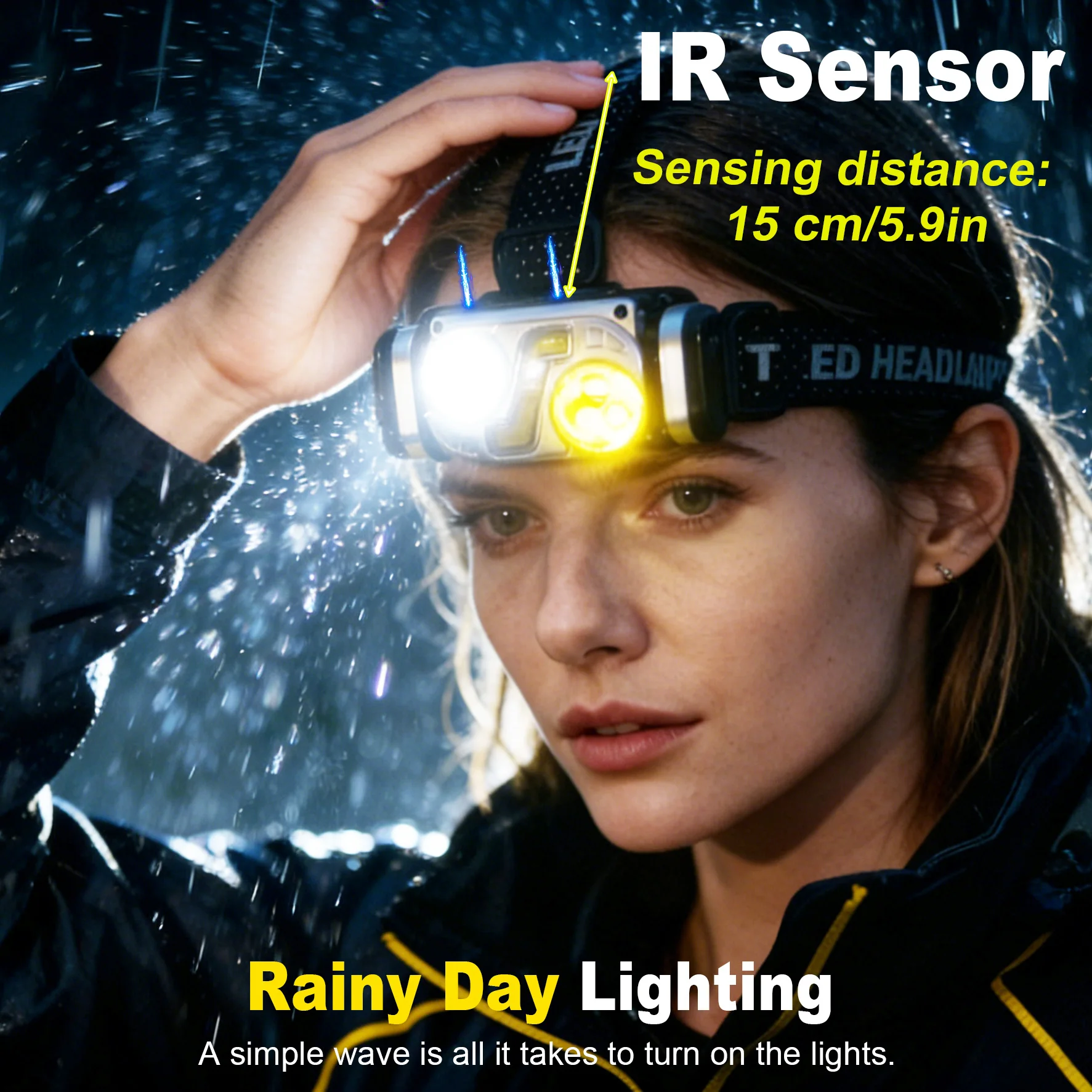 강력한 헤드램프 방수 자기 EDC 헤드 플래시라이트 18650 USB 충전식 램프 모션 센서 헤드램프 하이킹 낚시용