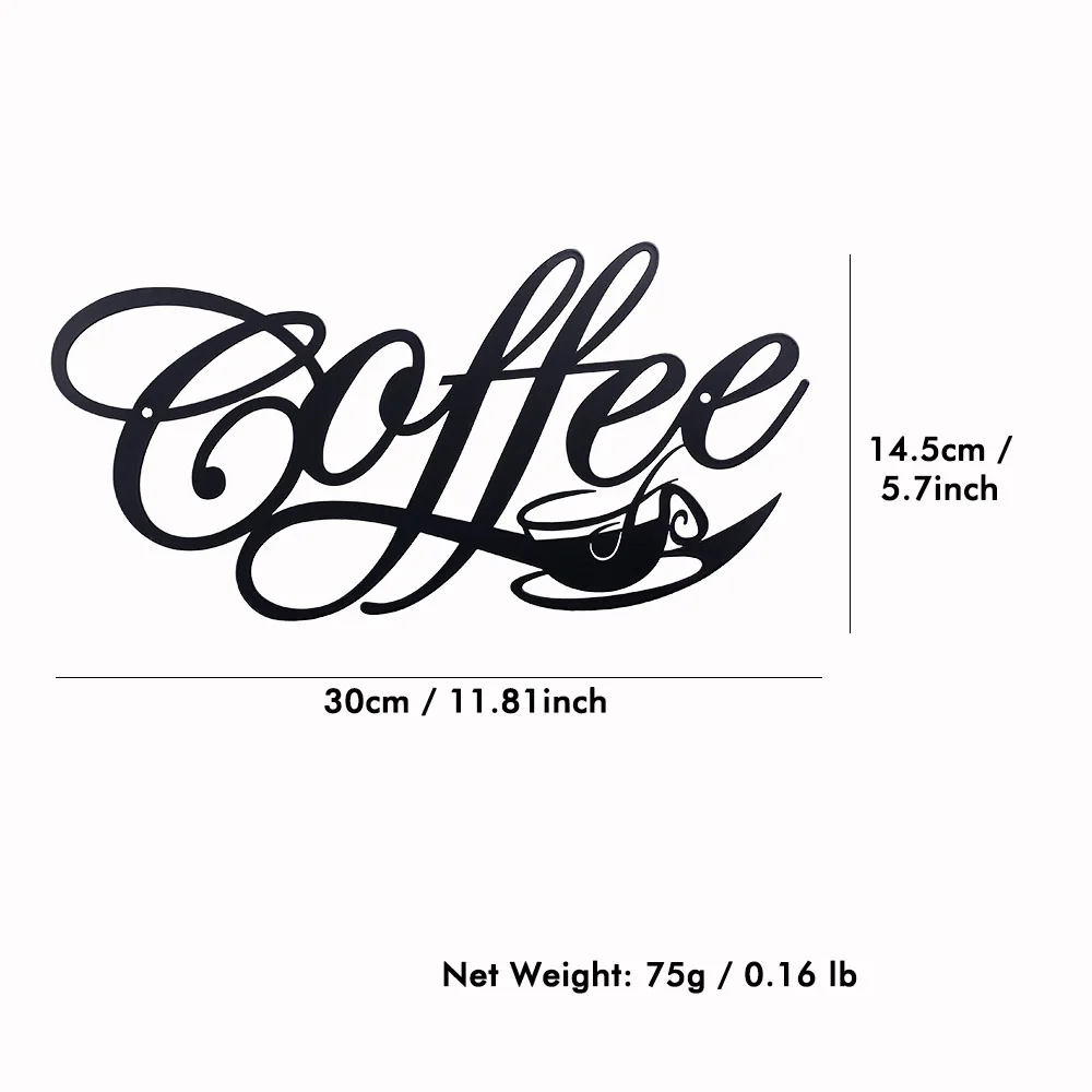 Coffee Bar Sign Metal Hanging Wall Art Plaque Black Letter Silhouette Cafe Kitchen Dining Room Decoration Bar Pub Club Poster
