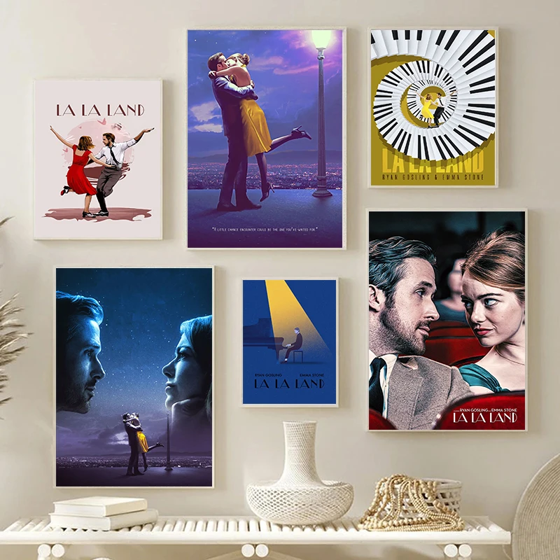 Vintage La La Land Music Movie Poster Canvas Art - City of Stars Modern Wall Decor