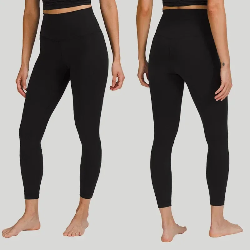 

High Waist Black Leggings Women Nylon Soft Naked Push Up Yoga Pants Training Ladies Tights Fitness Gym Wear 23 Color