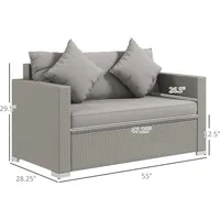 Patio Wicker Loveseat with Cushions, 2-Seat Outdoor PE Rattan Couch, Sofa with Throw Pillows for Porch, Backyard, Garde 2