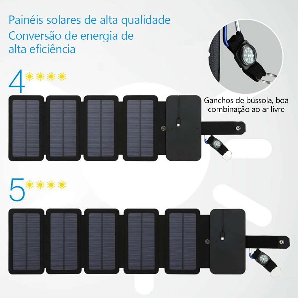 Caricabatterie Pieghevole Per Pannello Solare Da Esterno Portatile 5V 2.1A Dispositivi Di Uscita Usb Campeggio Escursionismo Zaino Alimentatore Da Via