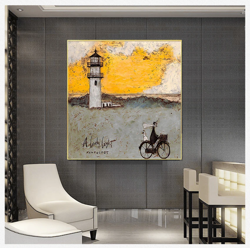 Lienzo decorativo vintage nórdico con paisaje de perro