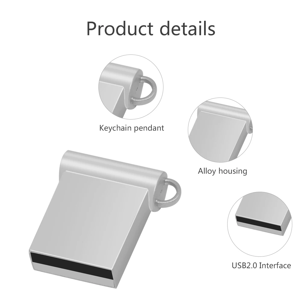 초소형 금속 USB 플래시 드라이브, 소형 펜드라이브 메모리 스틱, 64GB 저장 장치, 방수 U 디스크, 4GB, 8GB, 16/32 GB, 신제품