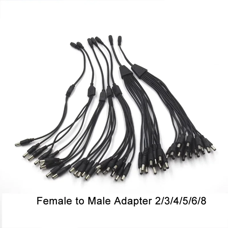 5.5x 2.1mm DC Power Splitter Cable 1 to 2/3/4/5/6/8 Way 5V 12V 24V for LED Strip Lights CCTV Camera