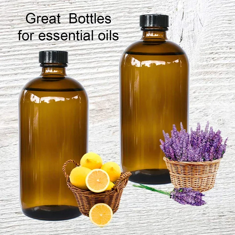 2pack 16oz Amber Glass Growlers Empty Kombucha Bottles with Air Tight Seal Cap Lids for Secondary Fermentation Storing 500ml