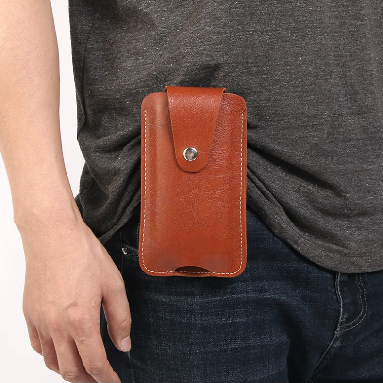 

Luxury Leather Case Soft Mobile Phone Belt Clip Pouch Men Waist Bag Vertical For Multiple Style Smartphone Card Holder Waist Bag
