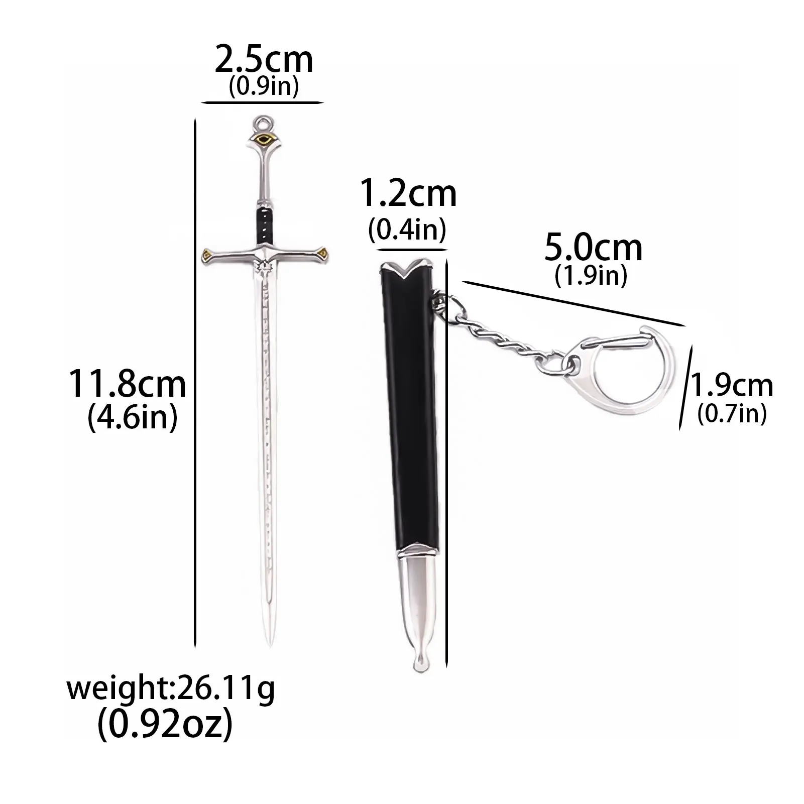 Aragorn Narthil Sword The Lord Of The Rings Keychains Medieval Weapon Metal Sword Keychain For Fans Men Collectible Toys Gifts