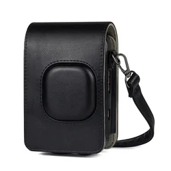Vintage-Style PU Leather Camera Case with Shoulder Strap - Compact Carry Bag and Protective Cover (Black)