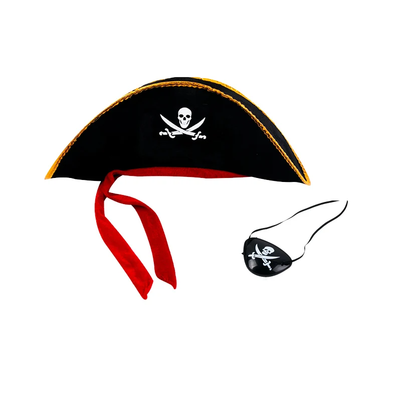 1/2set Pirate Hat And Eye Patches Halloween Cosplay Captain Cap Props Costume Accessories for Kids Birthday Party Decorations for party hat