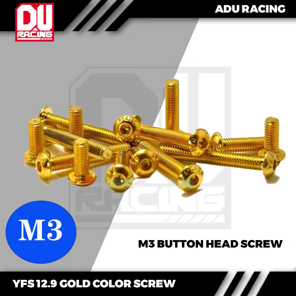 ADU RACING YFS 12.9 CLASS GOLD COLOR M3 BUTTON HEAD SCREW rc car screw
