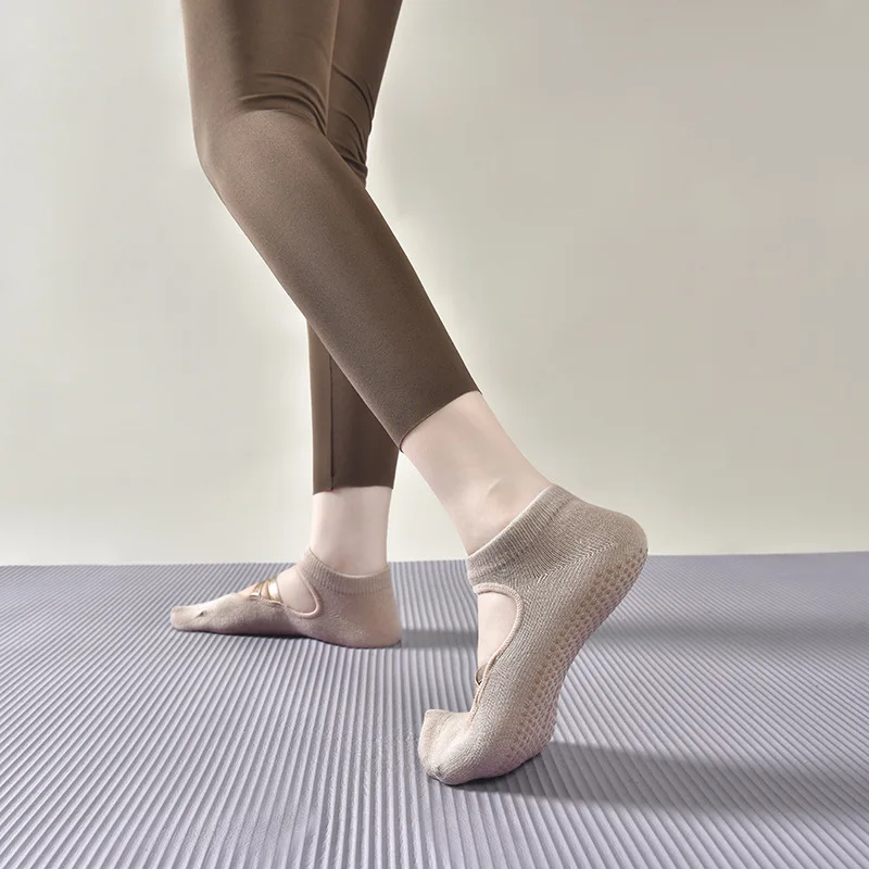 1 Par De Calcetines De Pilates Para Mujer, Sin Espalda, Antideslizantes, Transpirables, Para Yoga, Calcetines Tobilleros Para Mujer, Calcetines
