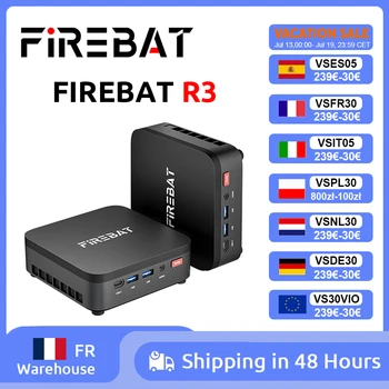 FIREBAT R3 Mini PC AMD Ryzen 3 4300U 8GB/16GB LPDDR4 RAM 256GB/512GB SSD M.2 SATA Windows11 Pro Desktop Computer WiFi6 BT5.2