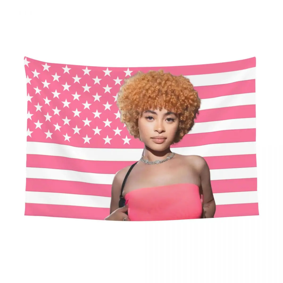 Ice Spice Pink American Flag Tapestry Hippie Polyester Wall Hanging Wall Decor Table Cover Mandala Tapestry