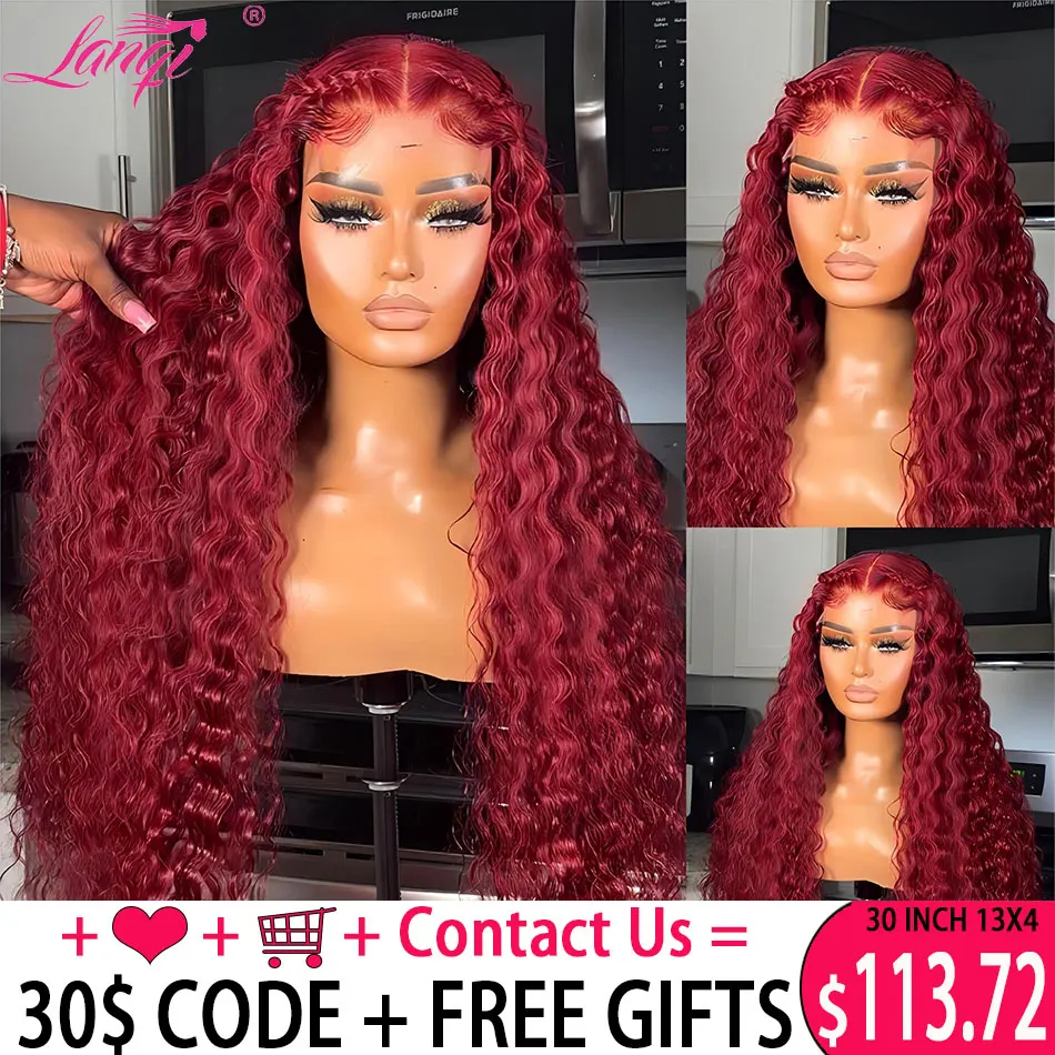 Burgundy Deep Wave Wig Frontal 13x4 Lace Front Human Hair Wigs Human Hair Lace Frontal Wig Transparent Remy Lace Front Wigs