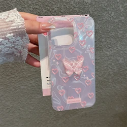 Pink 3D Butterfly Love Heart Water Ripple Phone Case - Cute Bumper Back Cover - iPhone 11 (Pink)