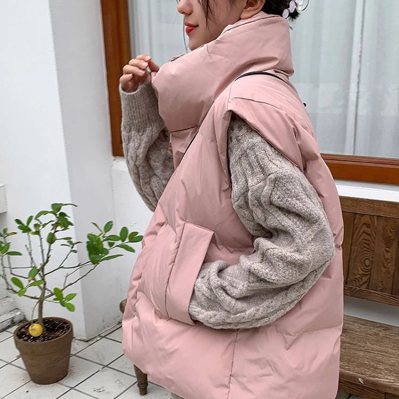 

New Down Cotton Vest Women Autumn Short Loose Casual Waistcoat Ladies Windproof Fashion Large Size Sleeveless Jacket Top G827