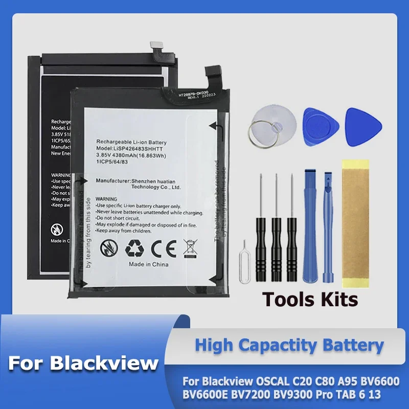 Аккумулятор LiU307689PHVUTL Li676281HTT BV9300 Li32A097HTT для Blackview OSCAL C20 C80 A95 BV6600 BV6600E BV7200 BV9300 Pro TAB 6 13