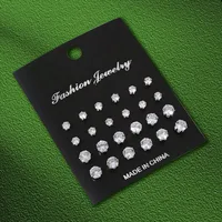 12 Pairs Set Stainless Steel Stud Earrings with Zircon Buds Round Earrings Unisex Fashion Jewelry Gifts - Image 5