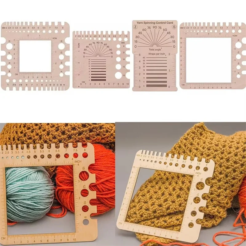 Description Picture 5 of itemWood Knitting Needle Gauge Square Ruler Embroidery Thread Bobbins Floss for Spinners Yarn Measuring Tools Sewing Supplies