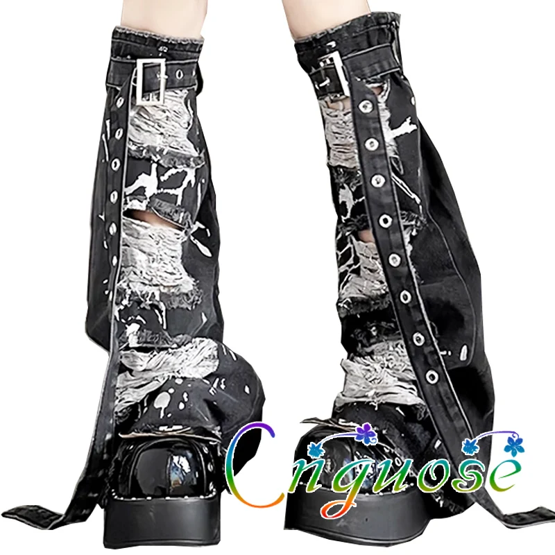 2024-summer-kawaii-hole-cowboy-leg-cover-women-sexy-retro-cute-sock-sleeves-subculture-y2k-knee-strap-cover