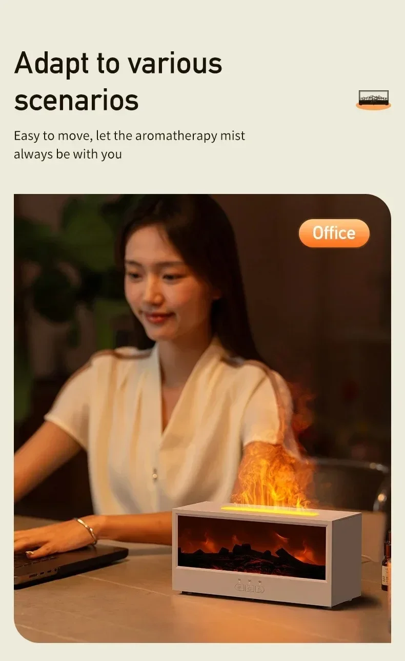 3D Flame Aromatherapy Diffuser - Essential Oil Humidifier with Color Lighting  Remote Control