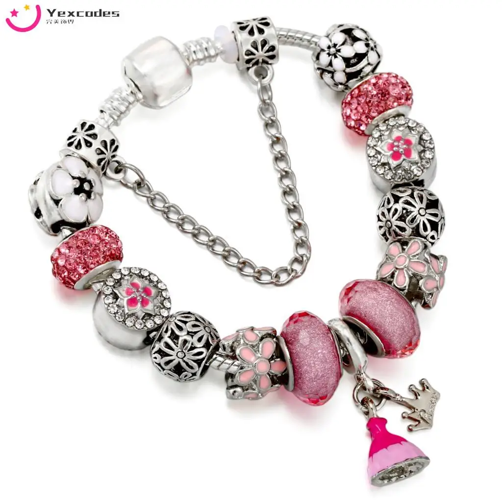 

Yexcodes Fine silver plated snake bone bracelet, DIY flower Crown brand bracelet suitable for women. Direct gift selling