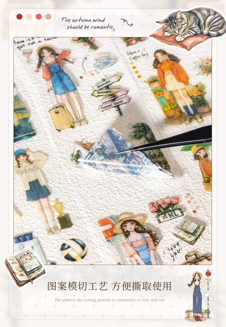 65mm * 2m 1pc PET Mädchen Landschaft Band Kreativität Scrapbooking Junk Journal Kreative Schreibwaren DIY Deco Aufkleber schule Liefert – Detail 8