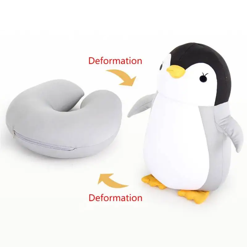 

Deformable U-shape Travel Pillows for Airplane Penguins Cushion Plush Toy Neck Pillow for Car Office Nap Headrest Nackenkissen