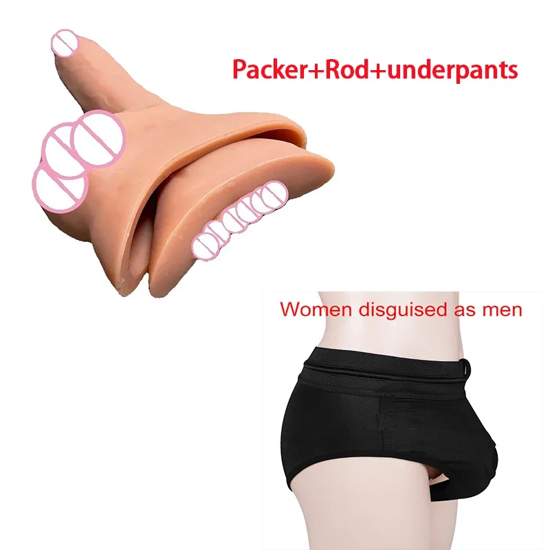 Packer Transgender Prosthetic 3 in 1 Strap On Penis Packer with Silicone Insert Rod STP Device for FTM