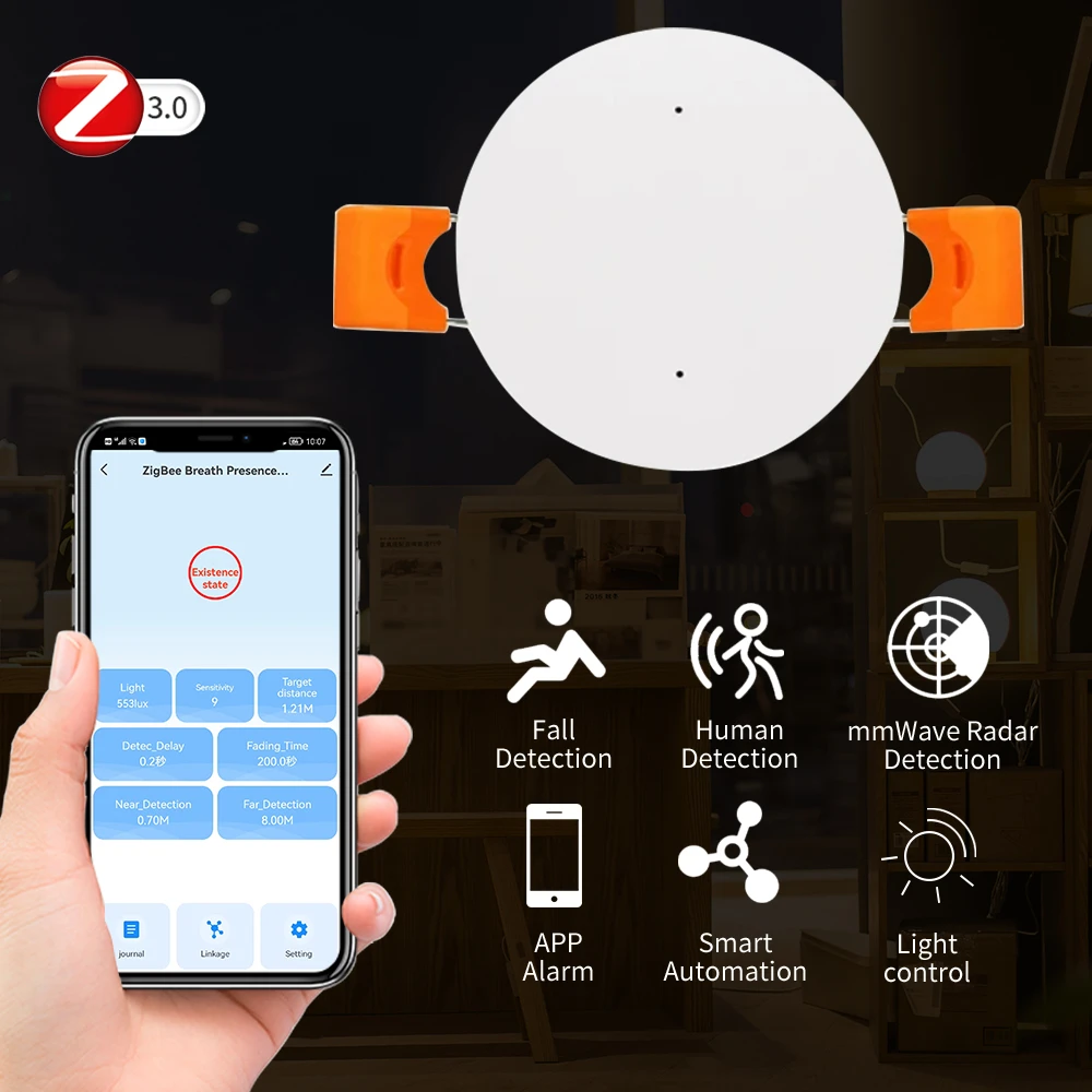 Tuya Wifi/Zigbee 5.8G/24G MmWave Human Presence Motion PIR Sensor With Luminance/Distance Detection Smart Life Home Automation