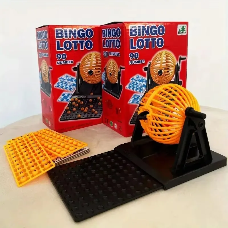 Bingo Game Set Deluxe Bingo Game Set with Cage Lottery Machine Mini Chips Pretend Perfect For Family Party
