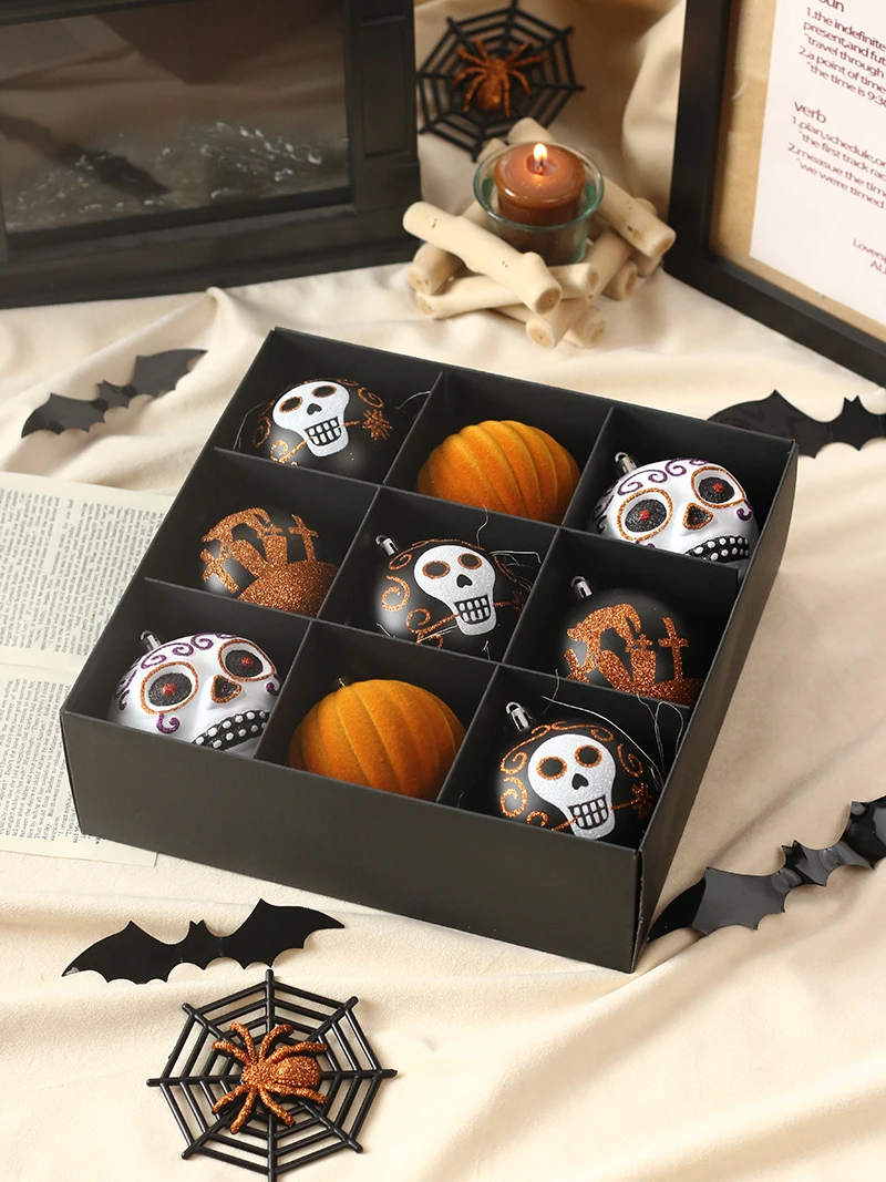 Description Picture 2 of itemHalloween Hanging Balls Halloween Pumpkin Bat Spider Web Shatterproof Ball for Halloween Wreath Ornaments and Party Decoration