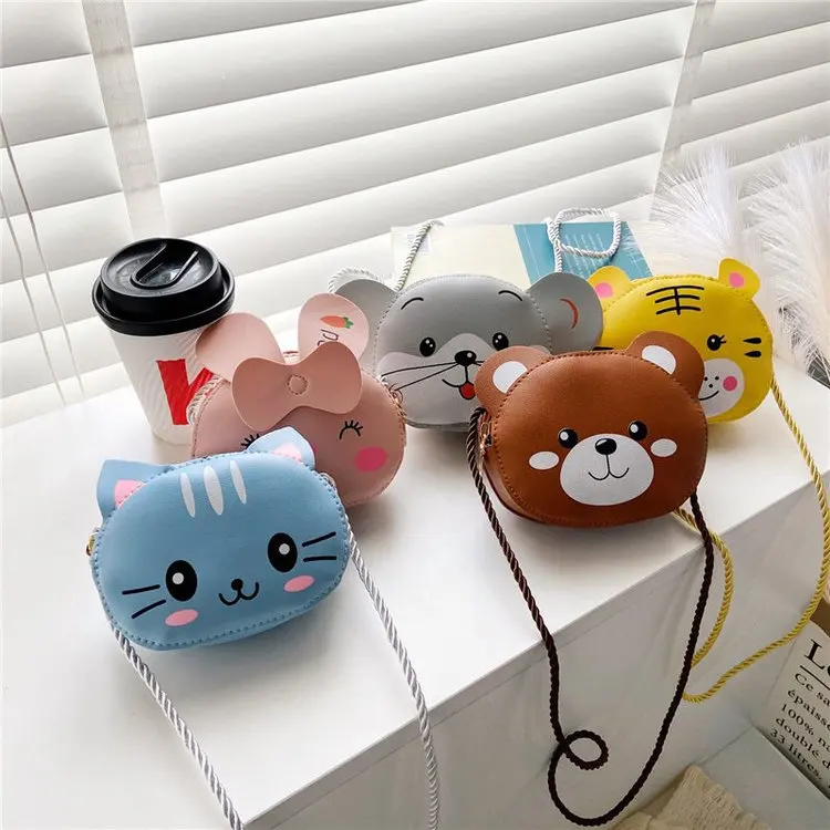 Shoulder Bags Coin Purse Wallet Children Mini Handbags Baby Girls PU Leather Small Crossbody Cute Cat Kids