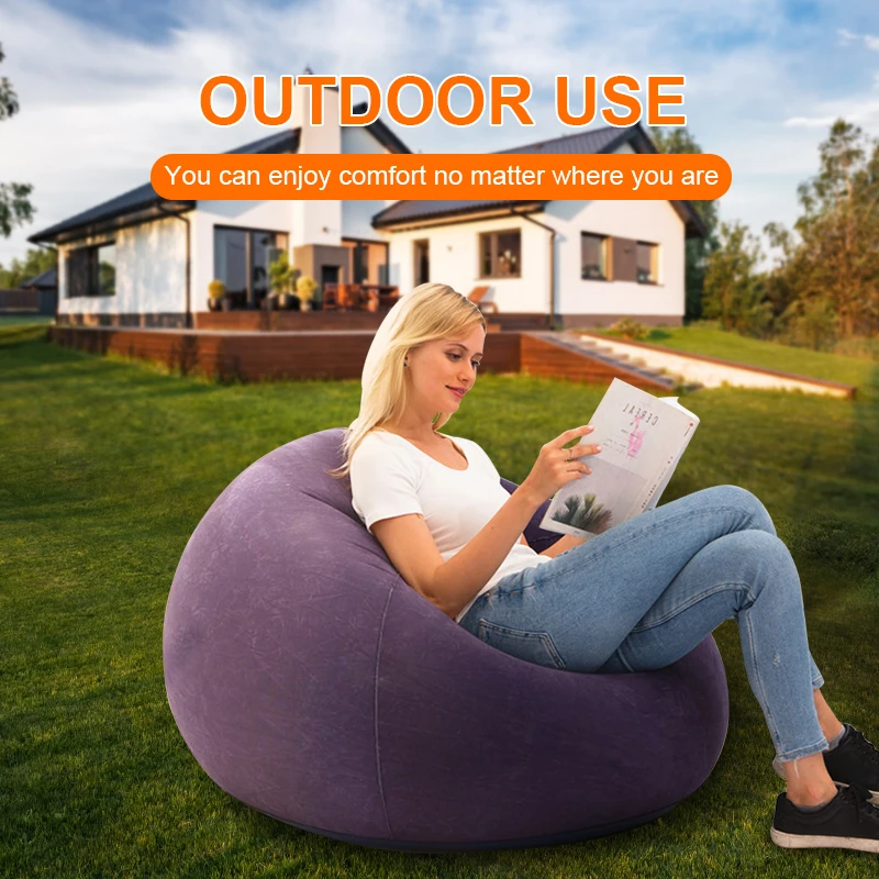 

Large Inflatable Sofa Chair Bean Bag Flocking PVC Garden Lounge Beanbag Outdoor Furniture Camping Backpacking Bags Dropshipping