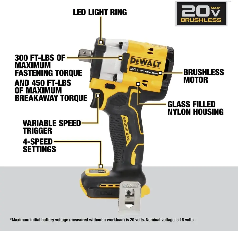 Dewalt Dcf922 1/2in Brushless Cordless Impact Wrench With Detent Pin Anvil  20v Lithium Power Tools 2500rpm 3550ipm 406nm Electric Wrench AliExpress