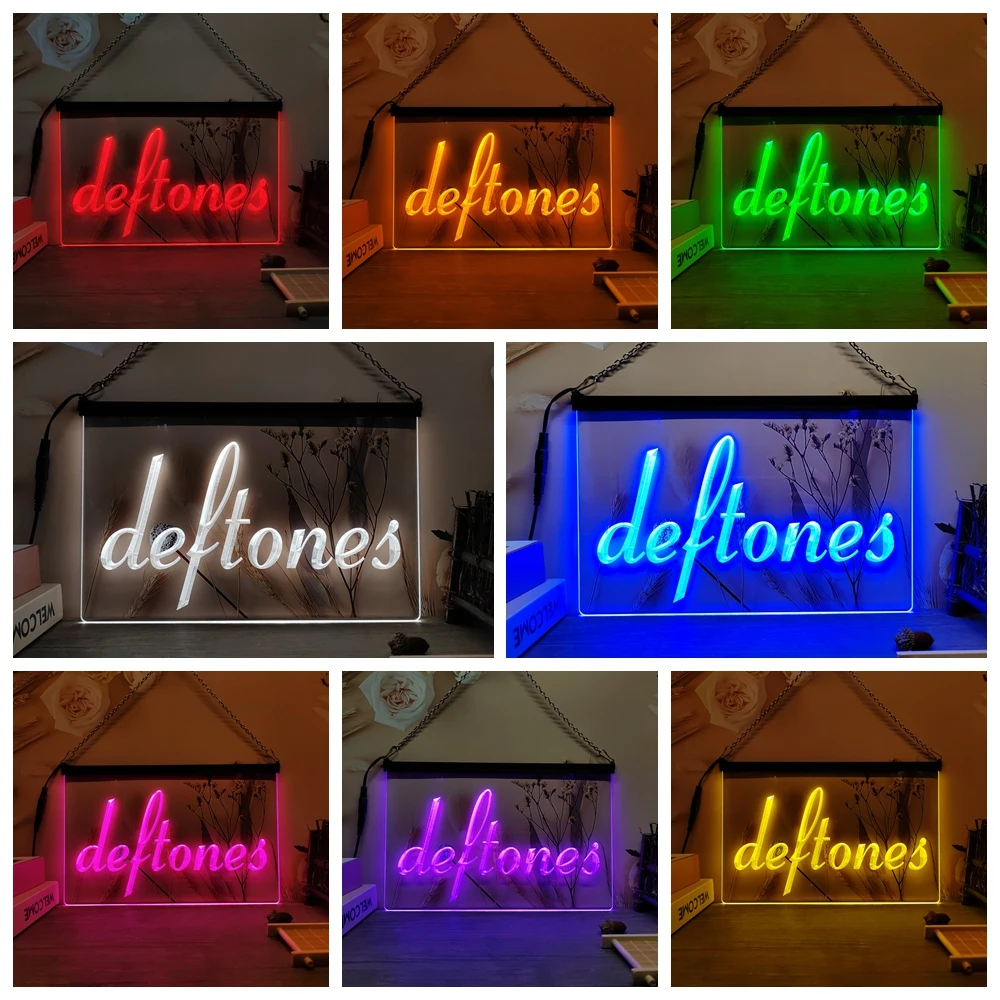 Deftones 펑크 뮤직 바 맥주-3D 조각 LED 네온 사인 홈 장식 벽 웨딩 크리에이티브 침실 책상