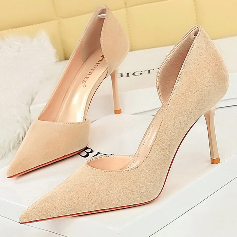 BIGTREE Shoes Woman Pumps Stylish Minimalist Slim Heel High Heels