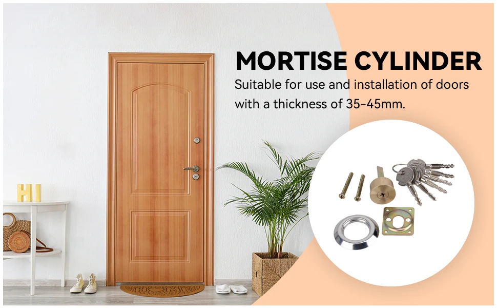 Description Picture 3 of itemBrass Replacement Mortise Rim Cylinder Door Night Latch Lock Cross Shaped Nightlatch + 6 Keys