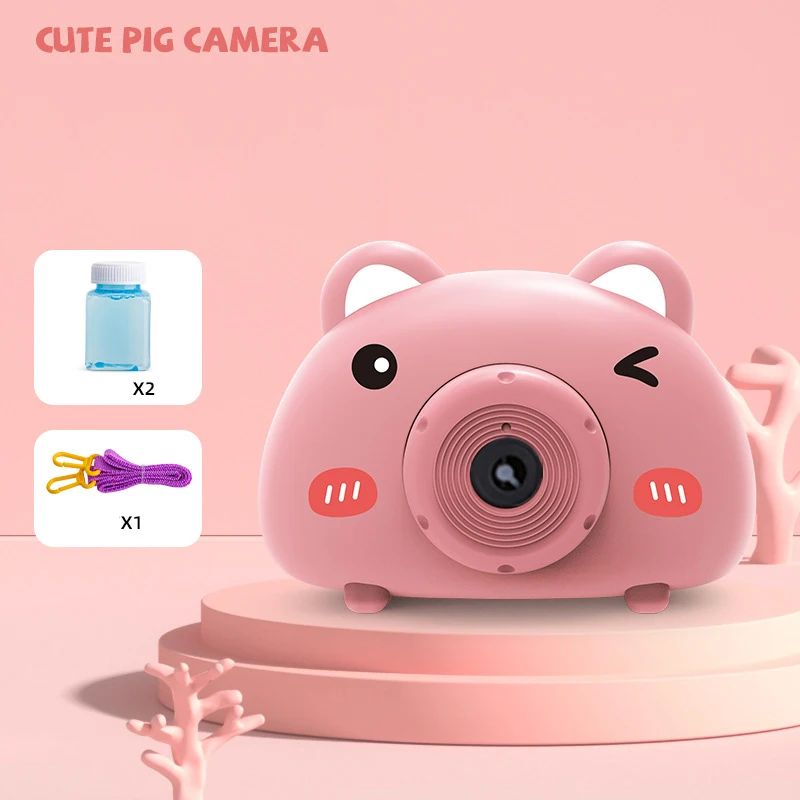 Cartoon Cute Piggy Bubble Blowing Machine Creative Animal With Light Electric Automatic Bubble Blowing Camera Kids Birthday Gift 6