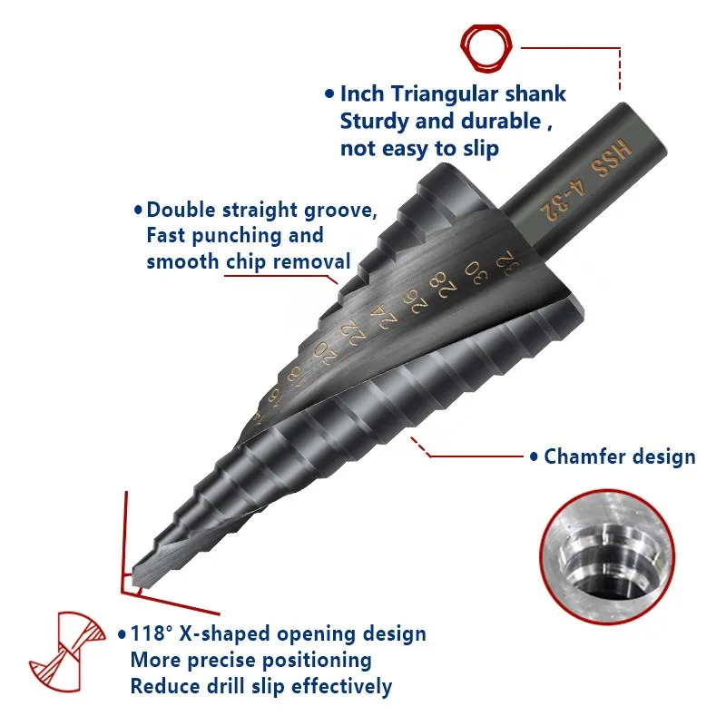 XCAN Schritt Bohrer Metall Bohrer 4-12/20/32mm 6-30mm HSS Kobalt schritt Cone Drill Bit Holz/Metall Loch Cutter Bohren Werkzeug