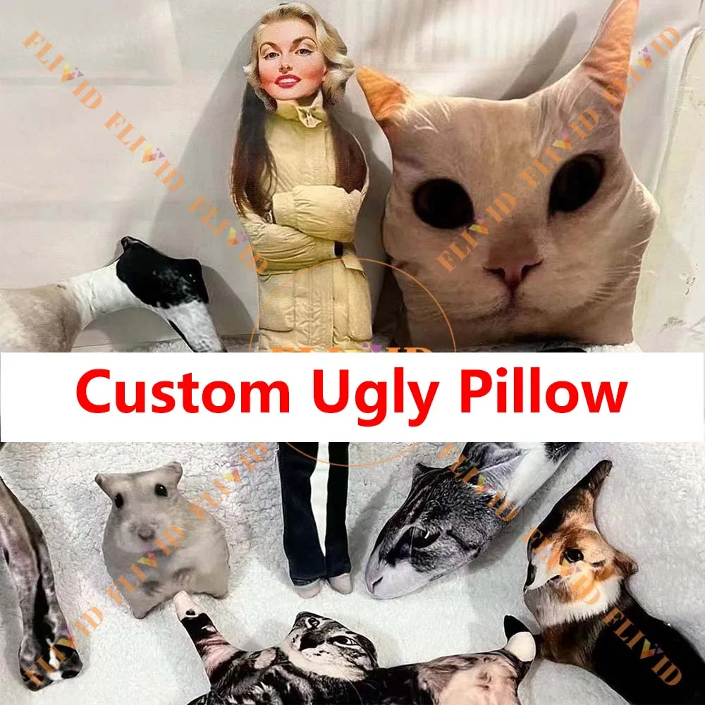 Personalized Ugly Dog/Cat Pillow,Custom 3D Pet Pillow,Customized Animal Pillows,Pet Loss Memorial Birthday Gift,Pet Lover Gift 6