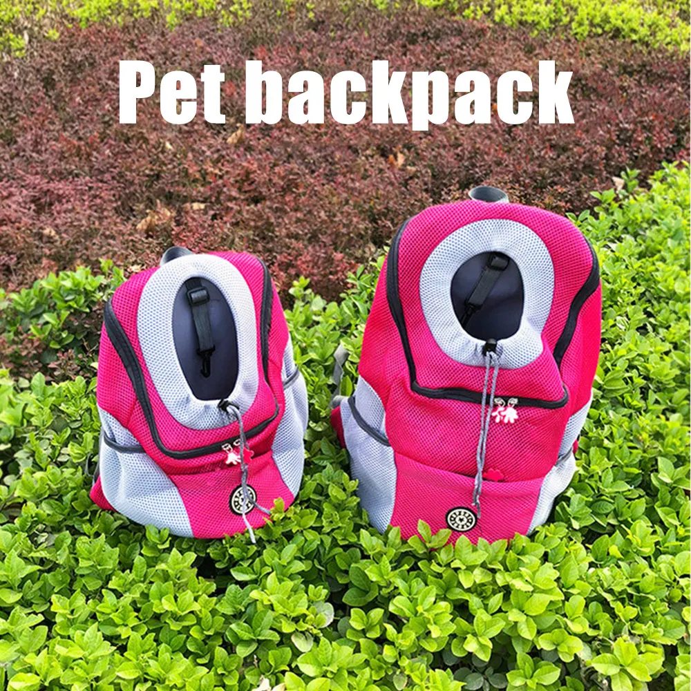 Pet Supplies Outdoor Breathable Dog Carrier Backpack Double Shoulder Front Mesh Travel Pet Bags