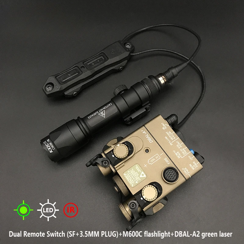 Tactical DBAL A2 Metal Red Dot Green IR Laser Sight Strobe Flashlight SF M600C M300 Hunting Weapon Light Dual Function Switch
