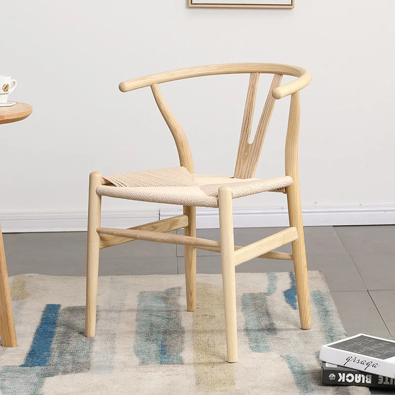 

Wholesale of solid wood minimalist dining chairs, beech wood y chairs, dining chairs, leisure and foreign trade white wax wood d
