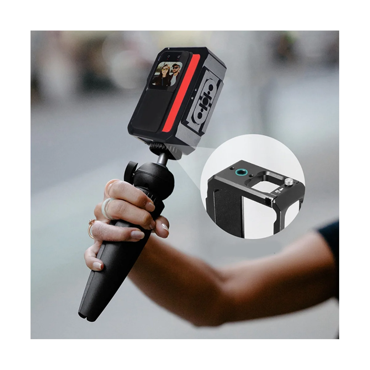 확장 플래시 마운트 마그네틱 접이식 케이지 보호 프레임, Insta360 One RS 금속 토끼 케이지, 멀티 콜드 부츠, B