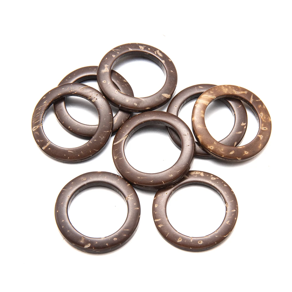 10 stücke Kokosnuss holz Verbindungs ringe Kreis Anhänger Anschlüsse für DIY Ohrring Armband Halskette Makramee Schmuck DIY Handwerk machen – Detail 3