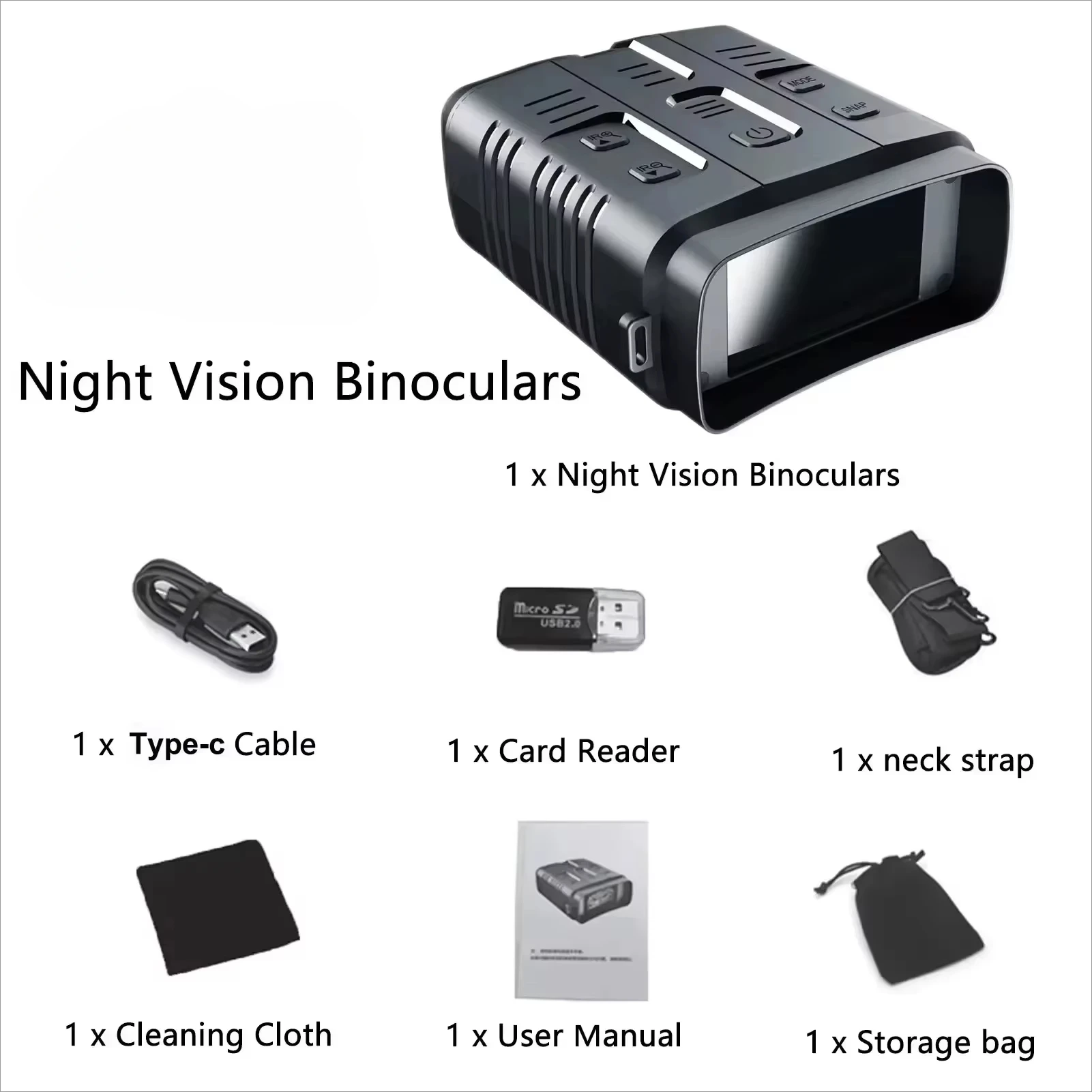 Night Vision Binoculars Device 5x Digital 800m Full Dark 3W 850nm Infrared Teles